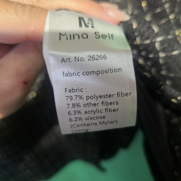 Mina Self Womens 2X Black and White Tweed Blazer PTP 23 - Picture 2 of 4